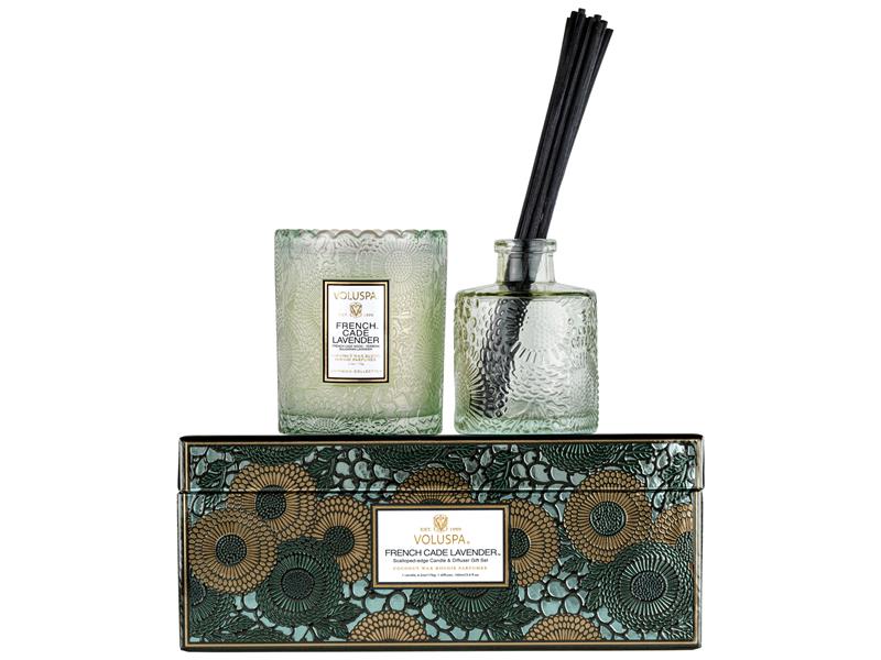 Voluspa Scalloped Candle & Diffuser GIFT SET Modelin