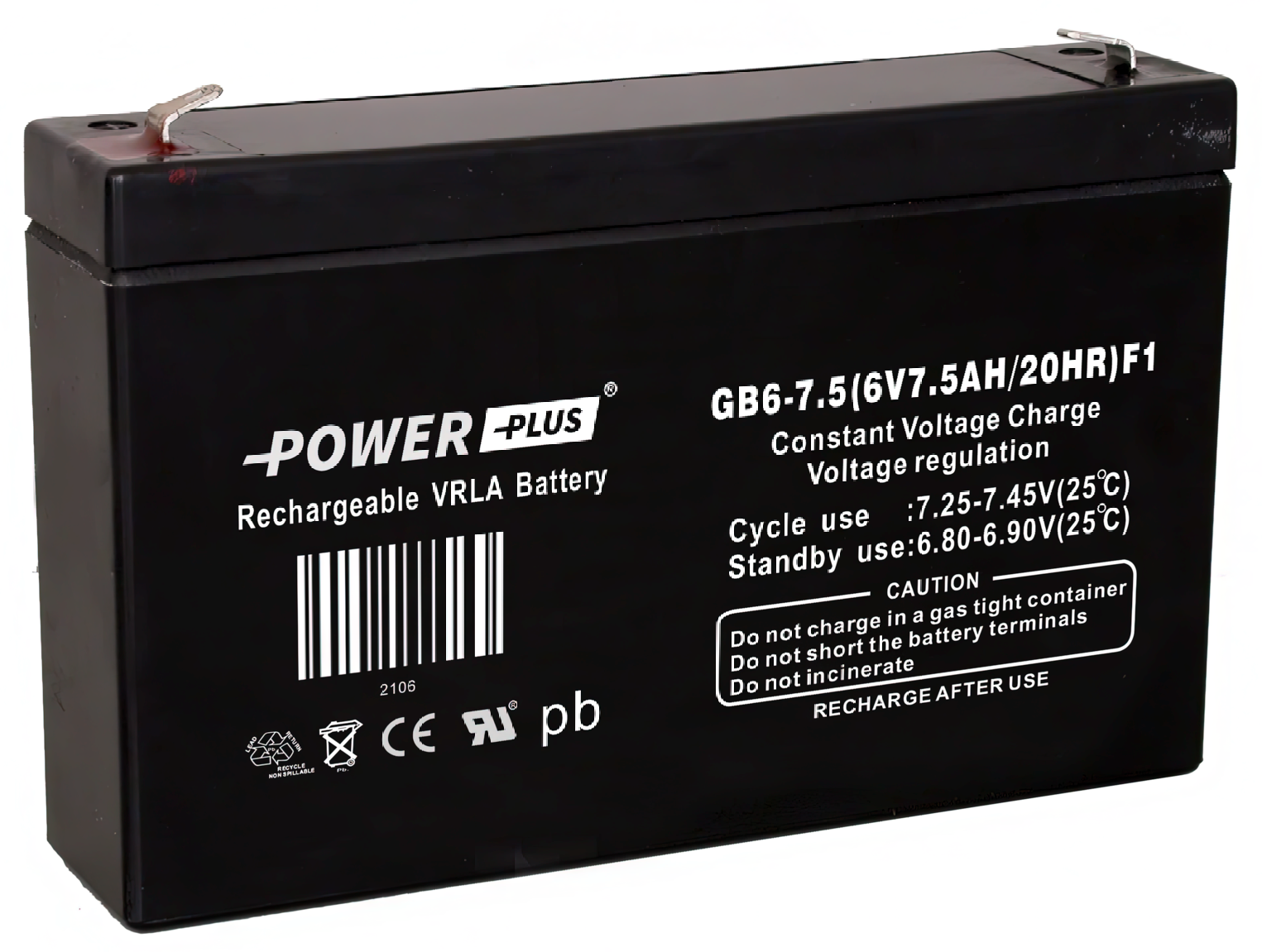 Power Plus Agm-batteri 6V 7,5Ah