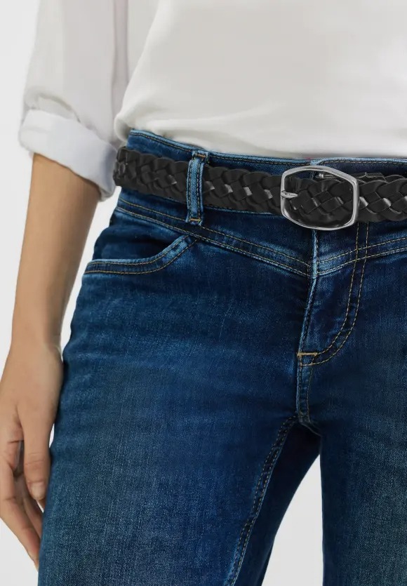 Braided Leather Belt - Black - Street One