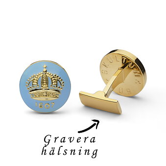 Skultuna manchetknapp The Crown guld/lyseblå