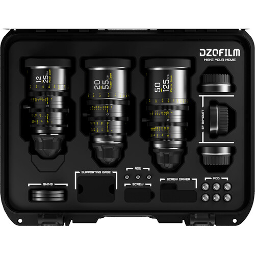 DZOFilm Pictor T2.8 Super35 Zoom 3-Lens Kit (PL & EF Mount) 12-25mm, 20-55mm, 50-125mm 