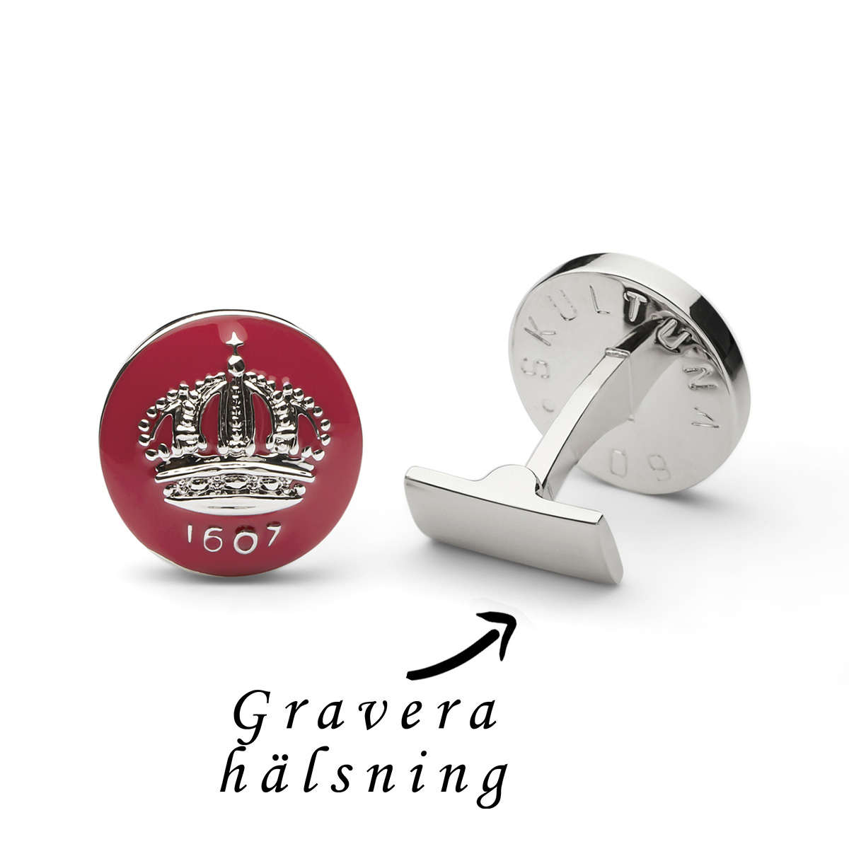 Skultuna cufflink The Crown silver/red