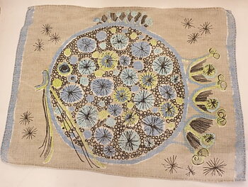 Tray linen blowfish 1950s