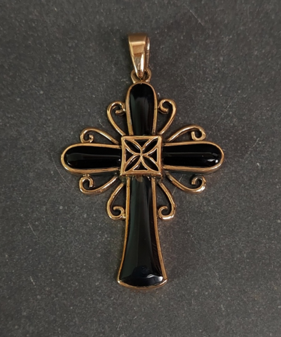 Kors - Hänge i Brons med svarta Resin detaljer