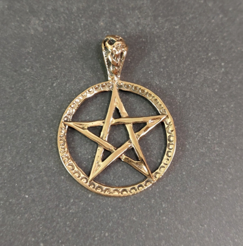 Pentagram - Hänge i Brons med fast ögla, 40mm