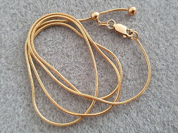 Gold plated silver snake chain with length variation, max 50cm, goldplated, 925-silver