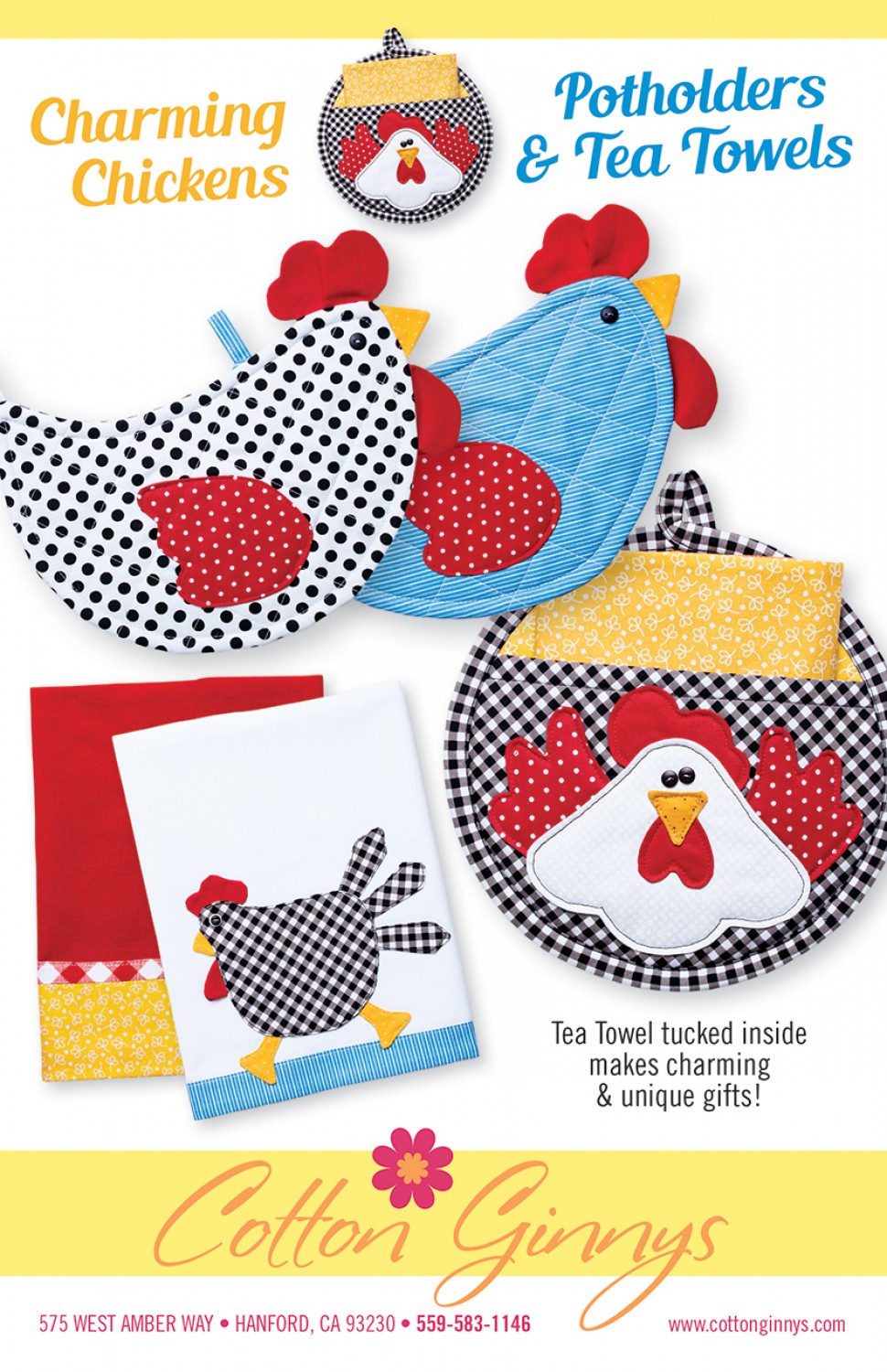 Mönster: Charming Chickens Potholders & Tea Towels
