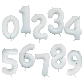 Sifferballong - Satin Vit- 86 cm