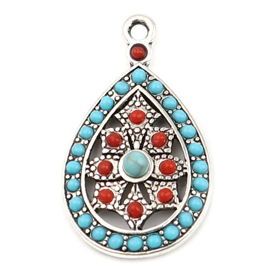 Charm -  Boho drop red blue