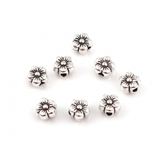 Spacer bead flower Silver, 7mm