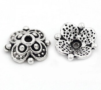 Pärlhatt,  Silver Blomma dots 