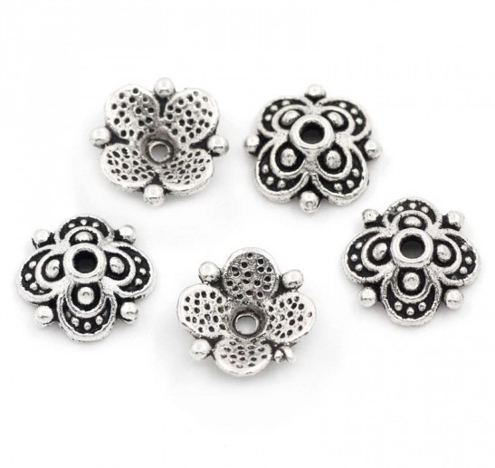 Bead cap, flower dots  - 2