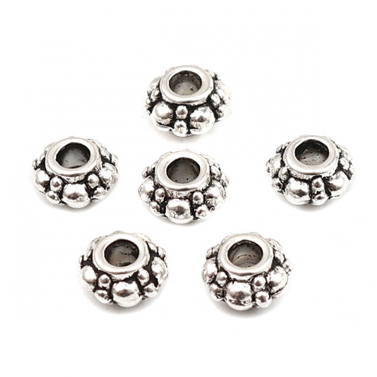 Spacer bead round platina, 6mm