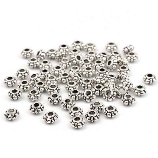 Spacer bead round platina, 6mm - 2