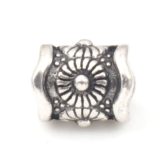 Mellandel i antilsilver, Cylinder mönstrad 8mm