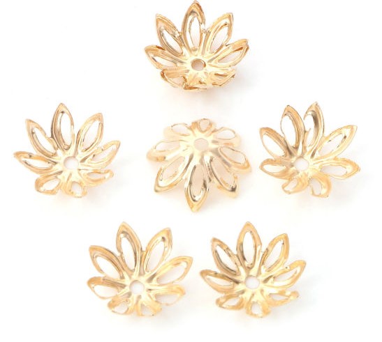 Bead cap, Hollow flower, Gold 11mm