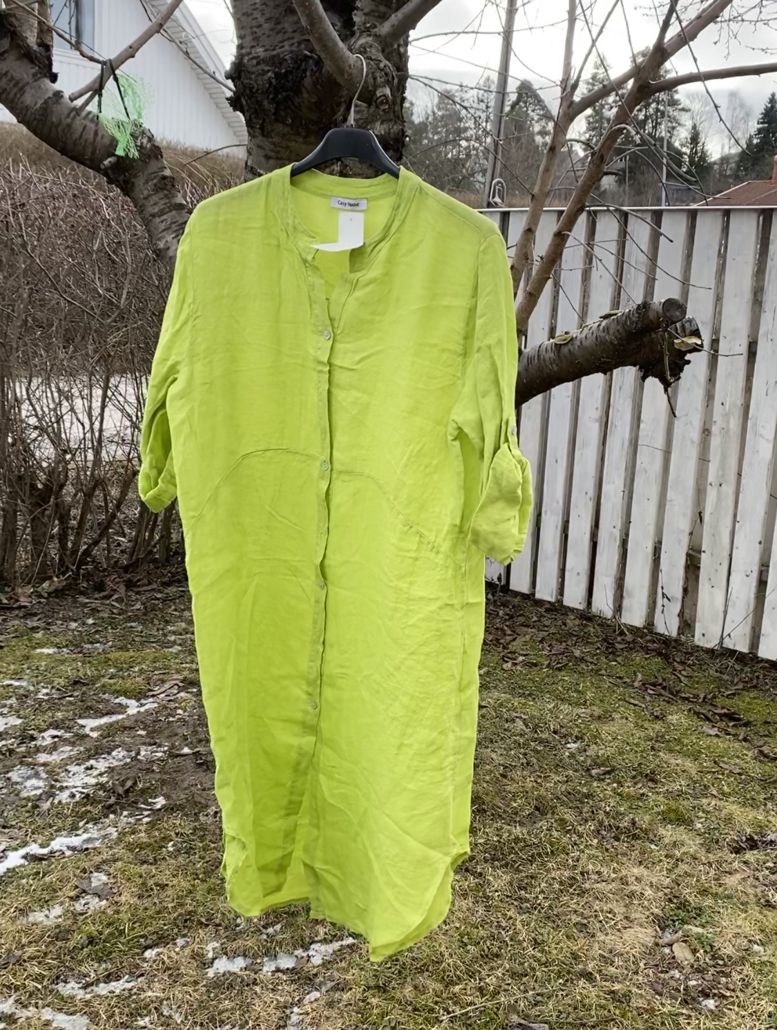 Linne Kimono murar/Klänning Lime grön Cosy House 