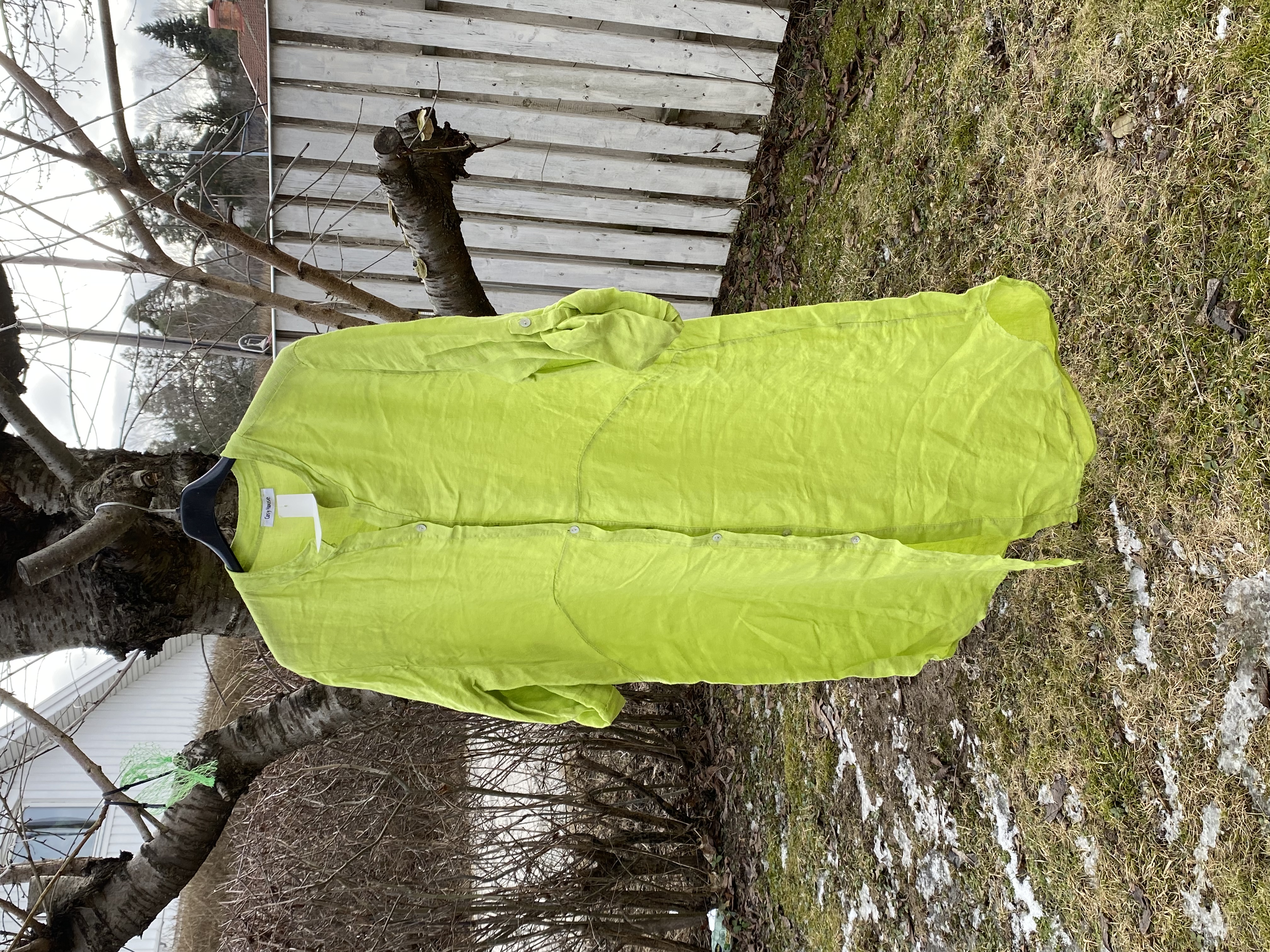 Linne Kimono murar/Klänning Lime grön Cosy House  - 2