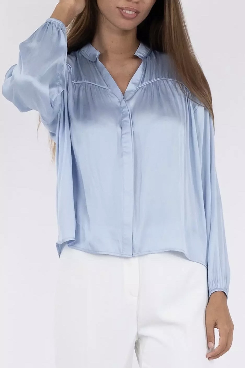 Neo Noir - Binnet Satin Blouse Light Blue