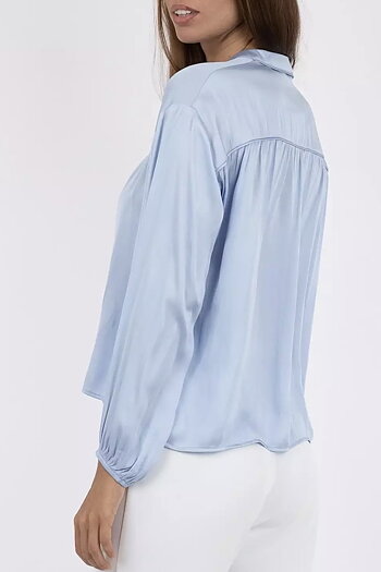 Neo Noir - Binnet Satin Blouse Light Blue