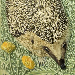 Staffan Johnson (Province Animals 1980s) White Wall Plaque with Hedgehog Motif 20 cm