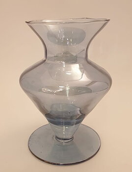 Grey-blue glass vase optic luster