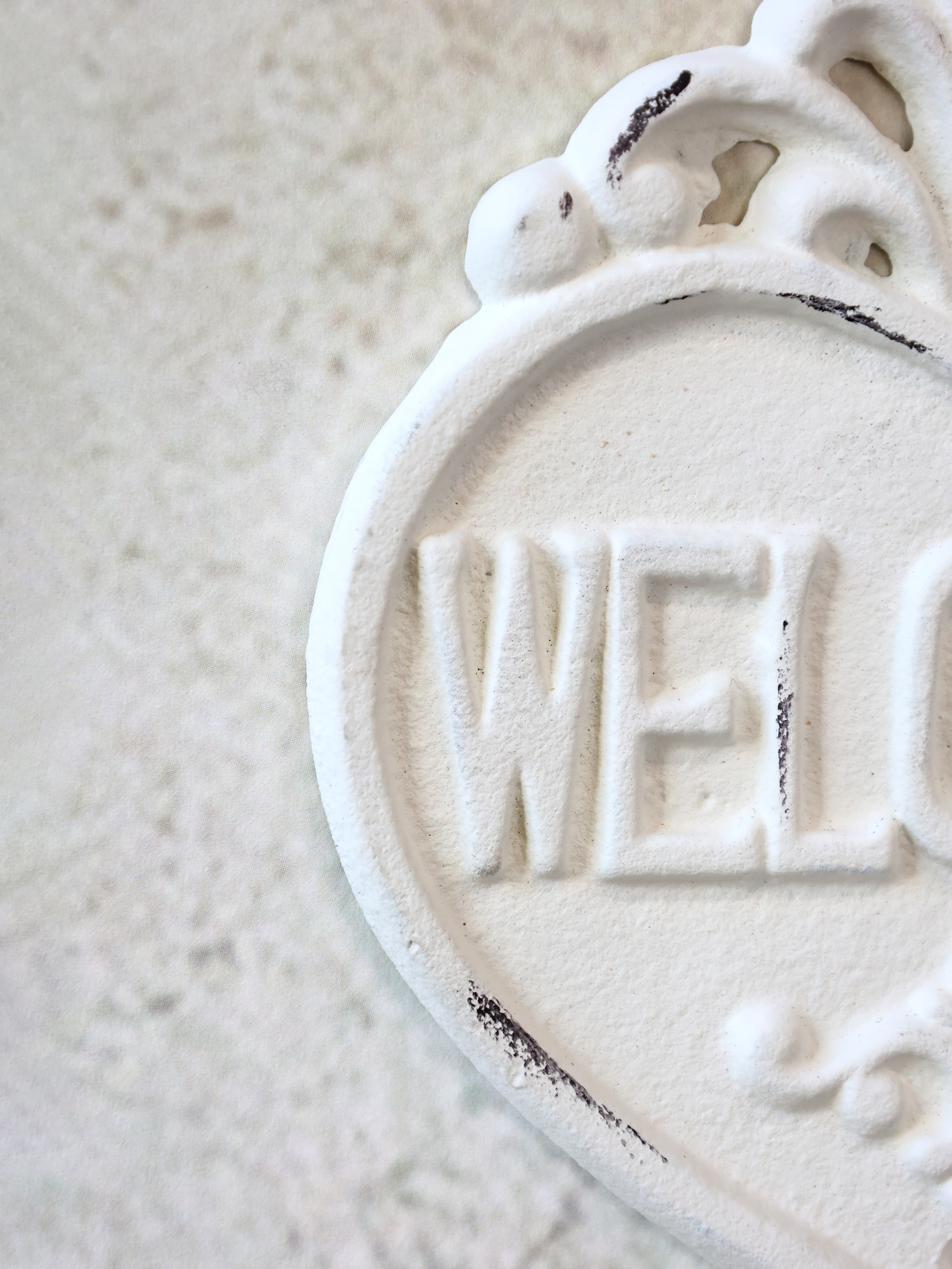 Skylt - Gjutjärn - Welcome - Vit - 2