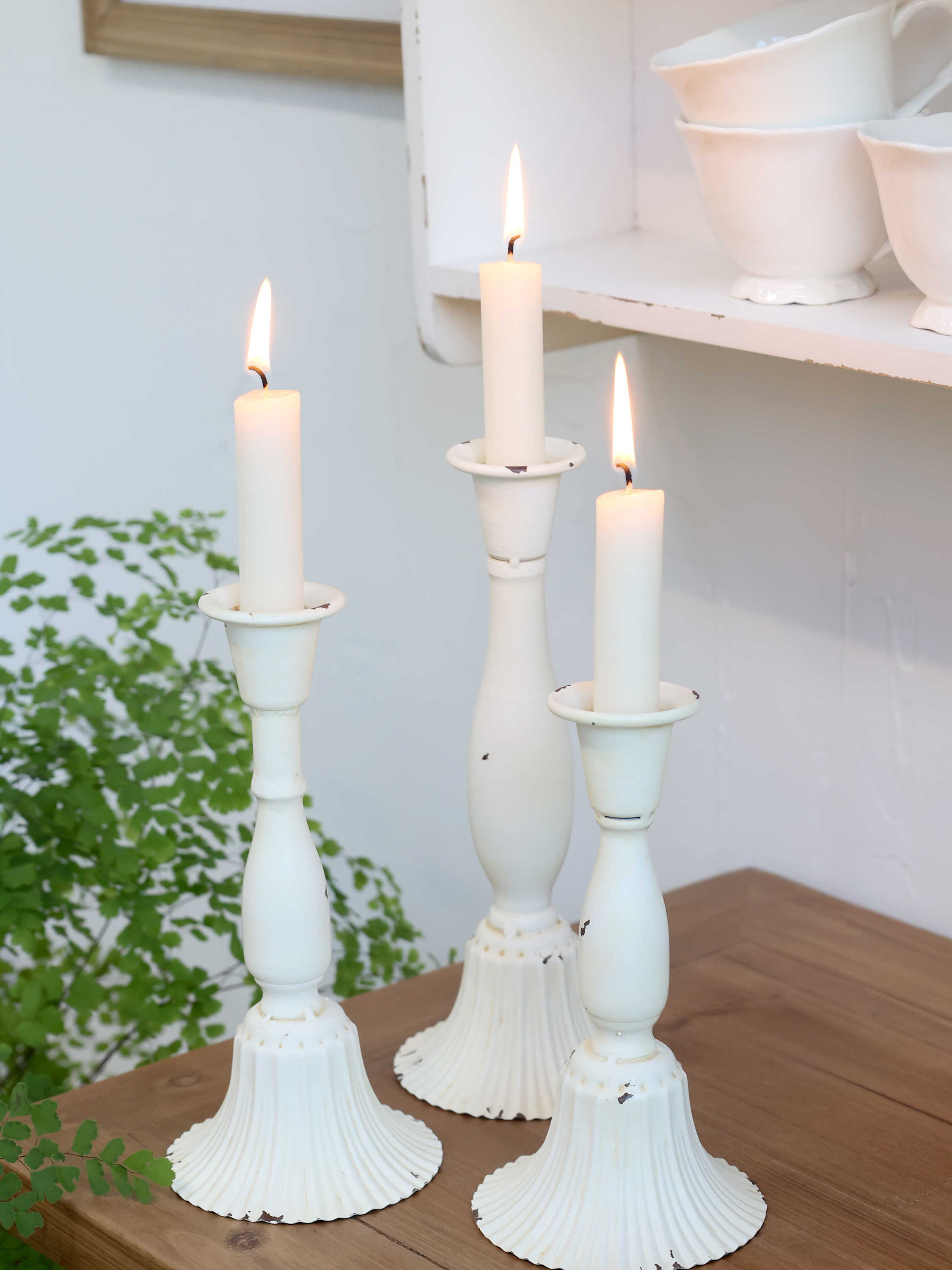 Ljusstake - Offwhite - Metall - 18 cm - 2