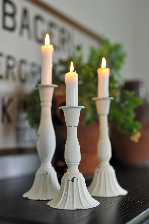Candlestick - Cream white - Metal - 23.5 cm - 4