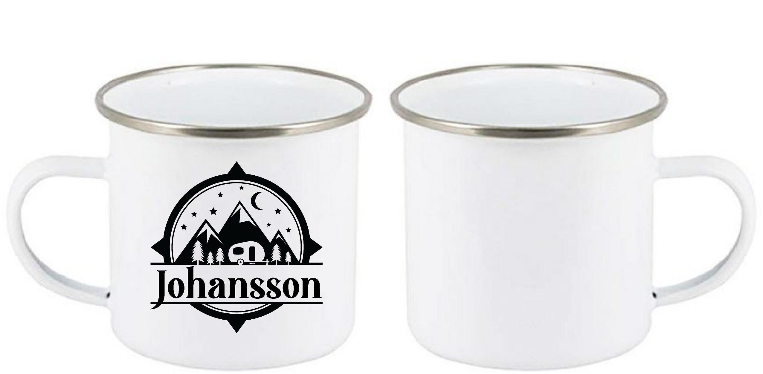 Mugg - Camping - Namn - 4 typsnitt
