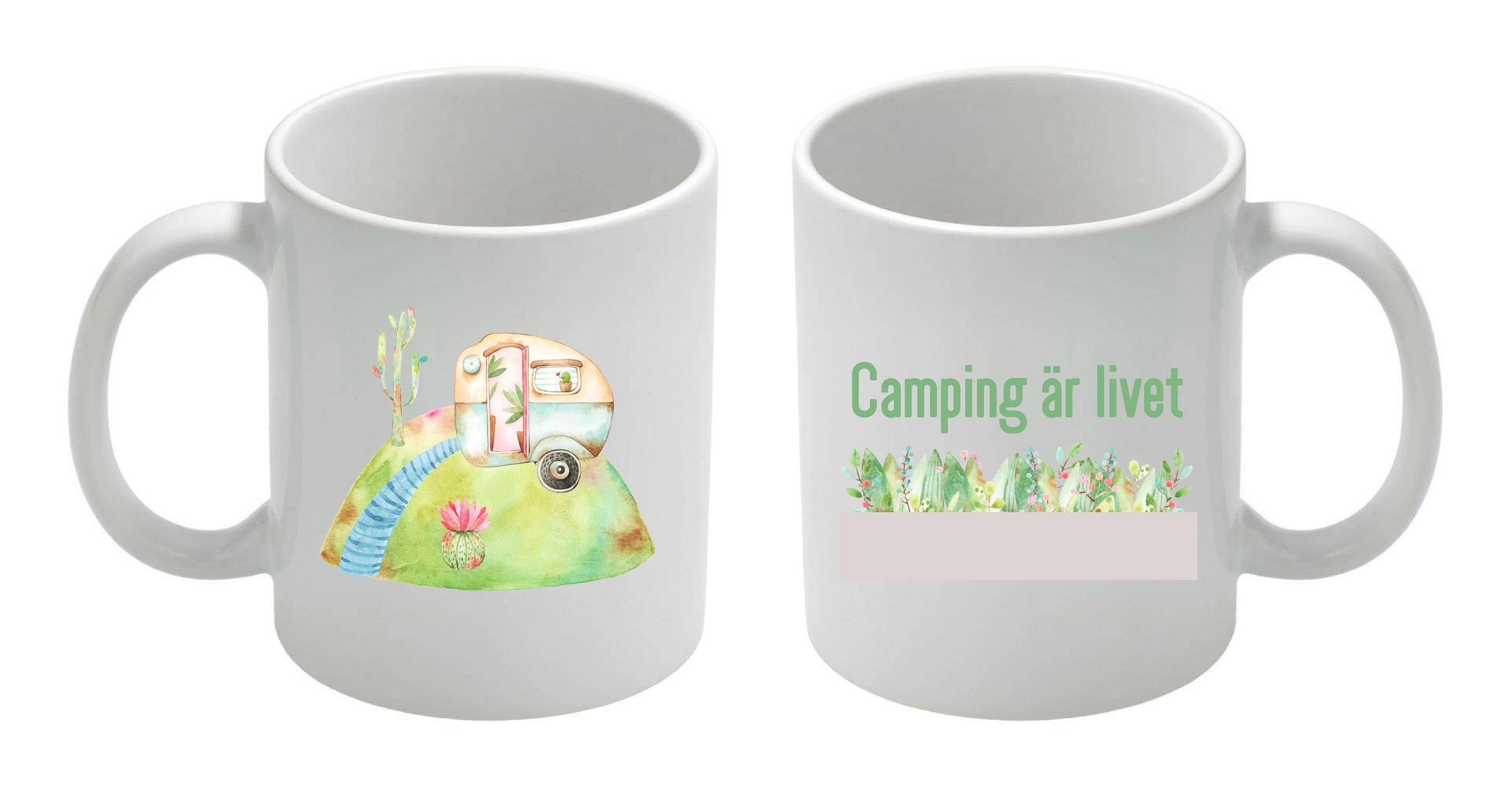 Mugg - Camping - Kulle - grön - 2 husvagnar - 2