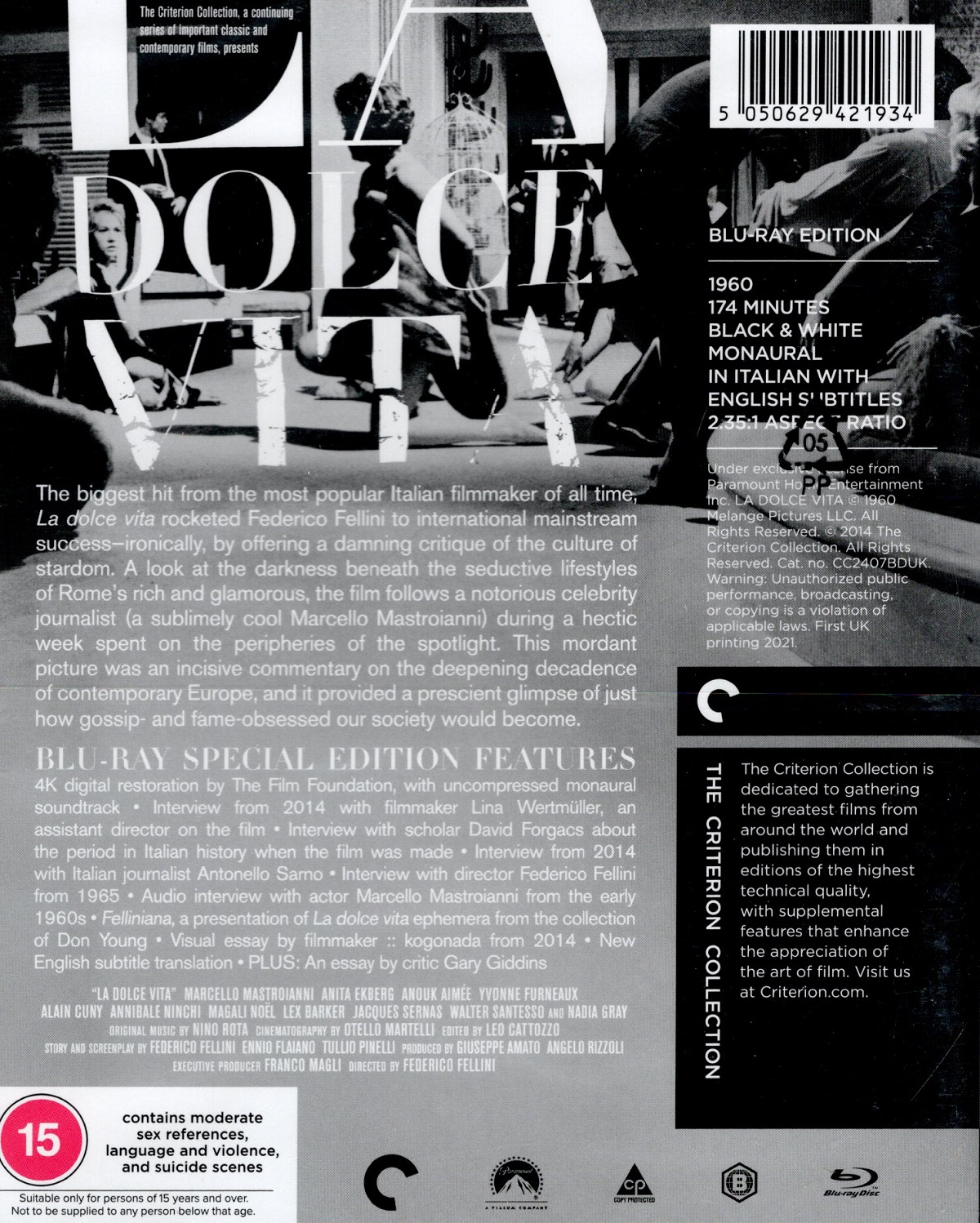 La Dolce Vita (Criterion Collection) (ej svensk text) (Blu-ray ...