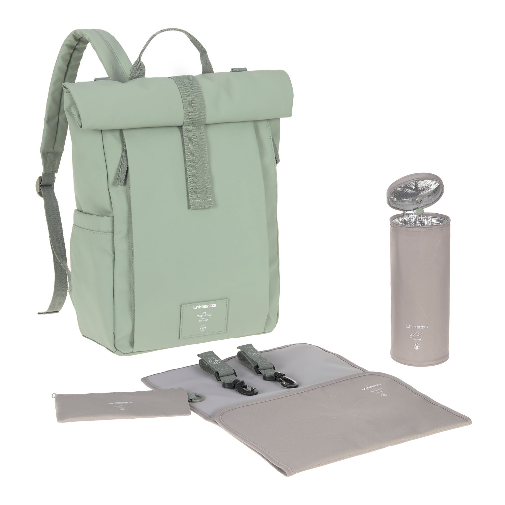 Lässig GRE Rolltop Up Backpack silver green