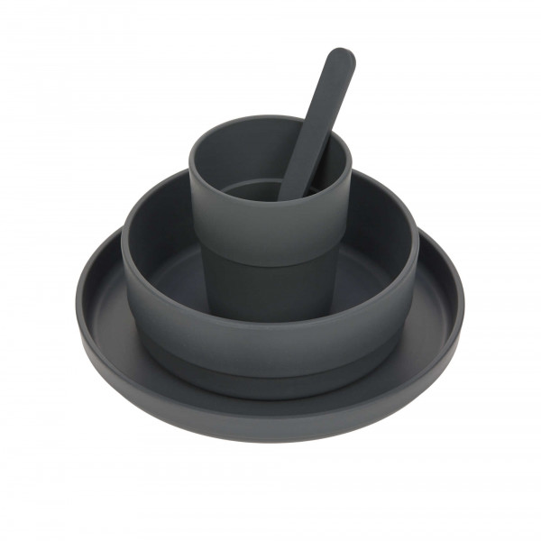 Lässig Dish Set PP/Cellulose Uni anthracite (Plate, Bowl, Mug, Spoon)