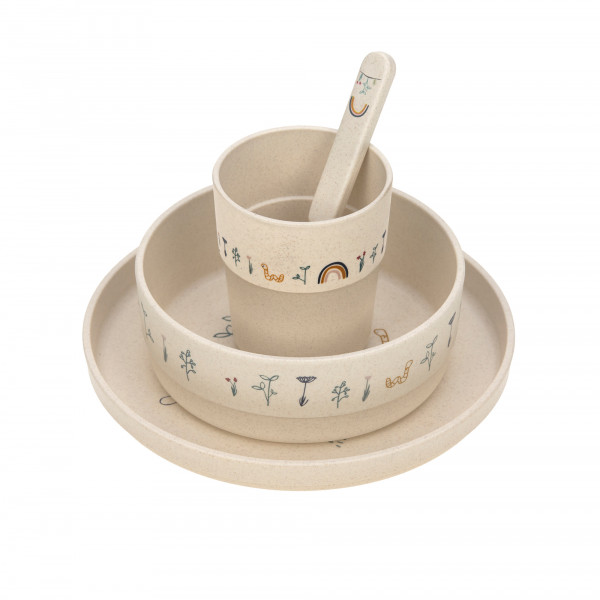 Lässig Dish Set PP/Cellulose Garden Explorer (Plate, Bowl, Mug, Spoon)