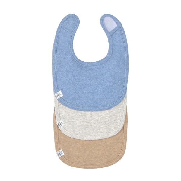 Lässig Newborn Bib 3 pcs GOTS blue/light grey/nature melange