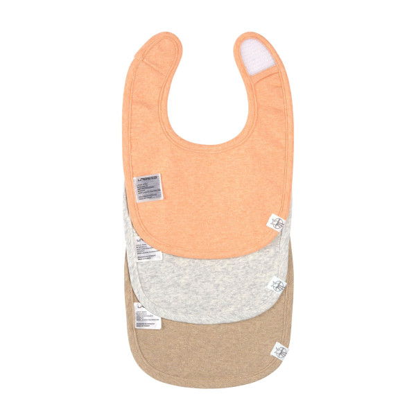 Lässig Newborn Bib 3 pcs GOTS apricot/light grey/nature melange - 3