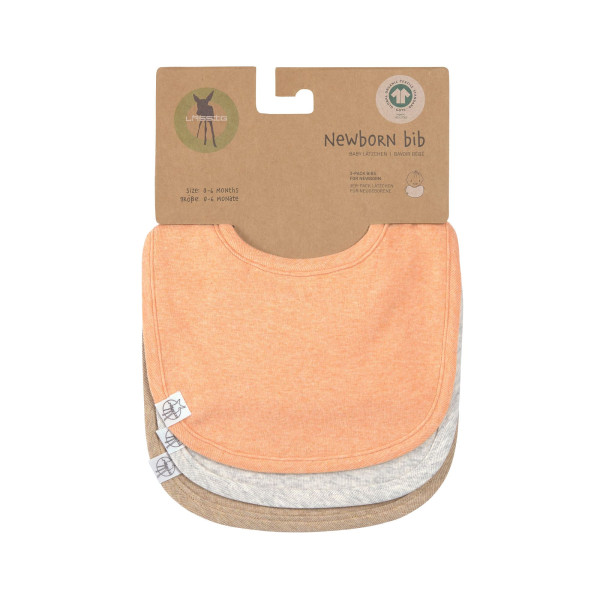Lässig Newborn Bib 3 pcs GOTS apricot/light grey/nature melange - 2
