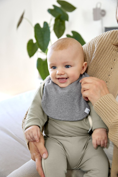 Lässig Newborn Bib 3 pcs GOTS dark grey/light grey/nature melange - 2