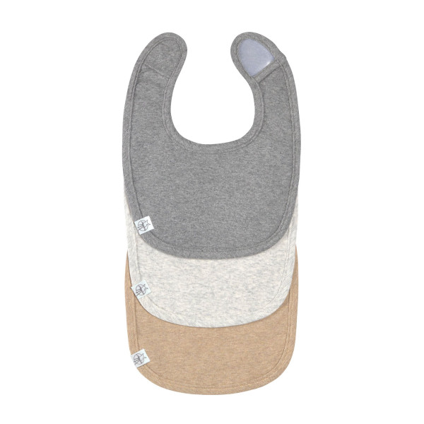 Lässig Newborn Bib 3 pcs GOTS dark grey/light grey/nature melange