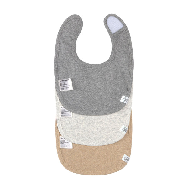 Lässig Newborn Bib 3 pcs GOTS dark grey/light grey/nature melange - 4