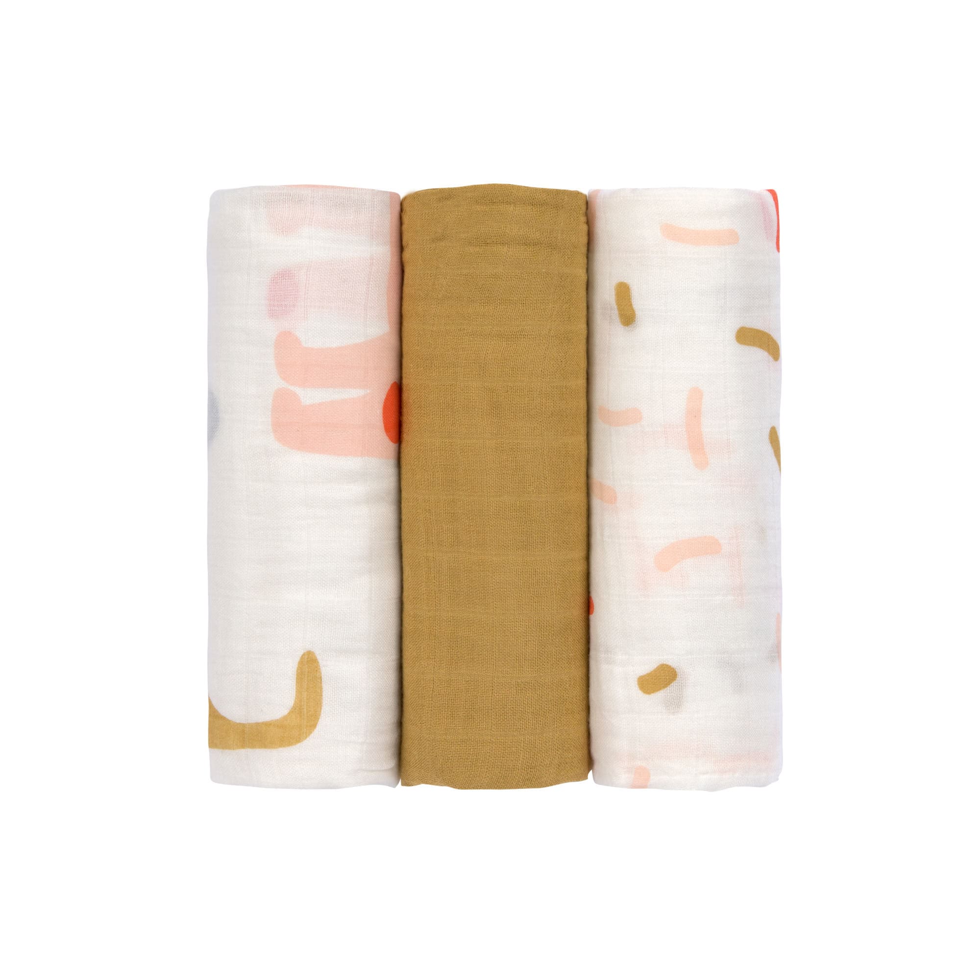 Lässig Heavenly soft Swaddle L Little Mateys spicy orange 3 pcs ass., 80 x 80 cm