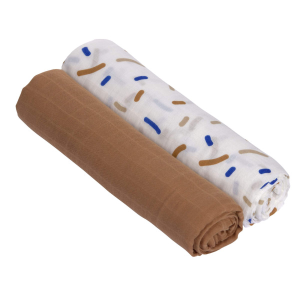 Lässig Heavenly soft Swaddle XL Little Mateys royal blue 2 pcs ass., 120 x 120 cm