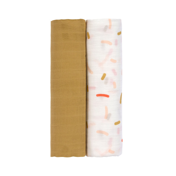 Lässig Heavenly soft Swaddle XL Little Mateys spicy orange, 2 pcs ass., 120 x 120 cm - 5