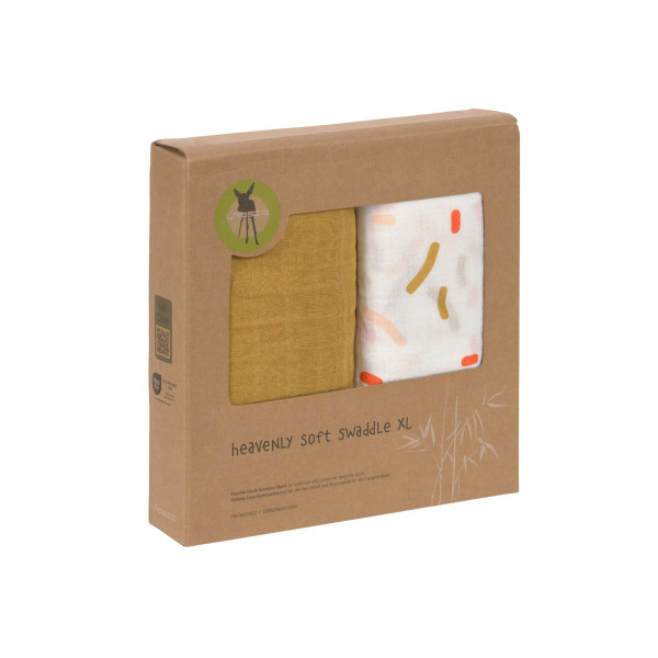 Lässig Heavenly soft Swaddle XL Little Mateys spicy orange, 2 pcs ass., 120 x 120 cm - 2