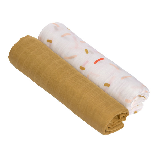 Lässig Heavenly soft Swaddle XL Little Mateys spicy orange, 2 pcs ass., 120 x 120 cm