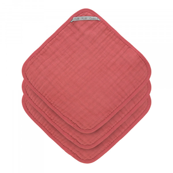 Lässig Muslin Washcloth Set 3 pcs rosewood