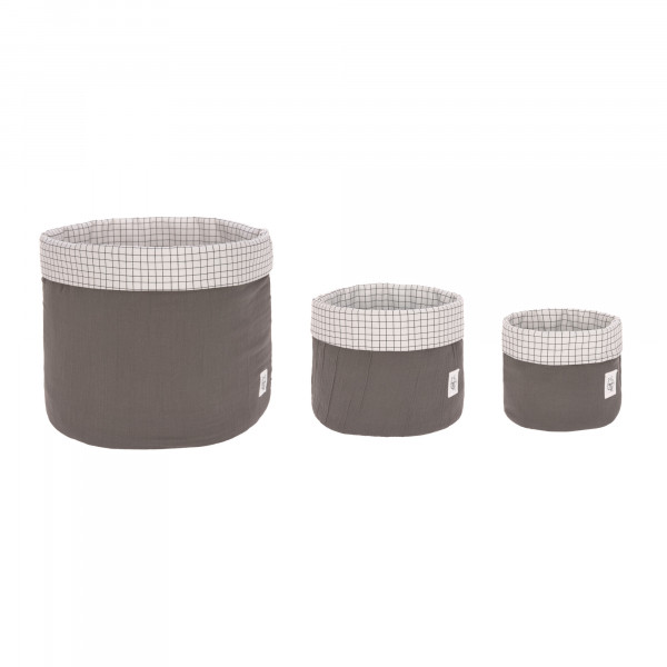 Lässig Storage Basket Set 3 pcs Muslin anthracite - 3