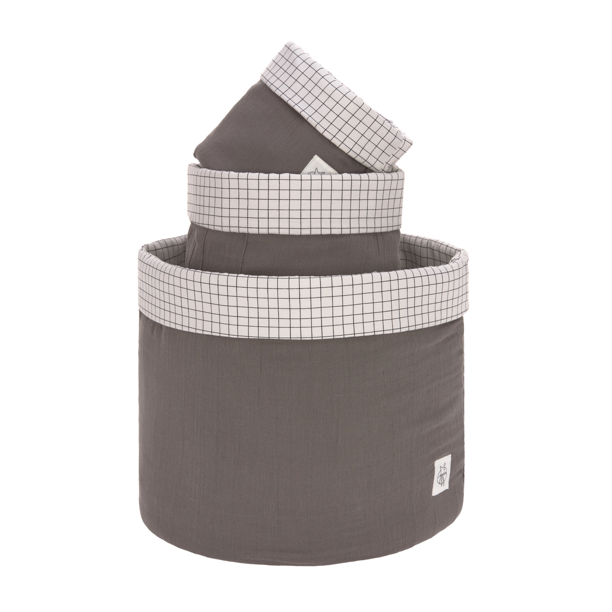 Lässig Storage Basket Set 3 pcs Muslin anthracite