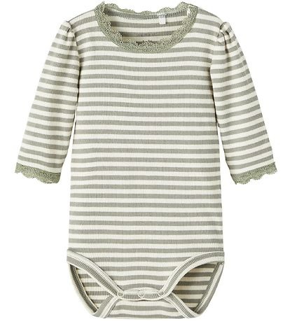 Name it Baby Girl Randig Body Grön, Storlek 80